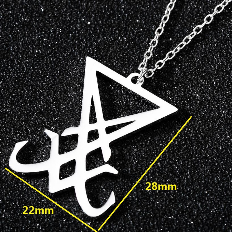 2025 European and American New Men's Retro Style Stainless Steel Lucifer's Seal Pendant Satan Buffu Mark Necklace