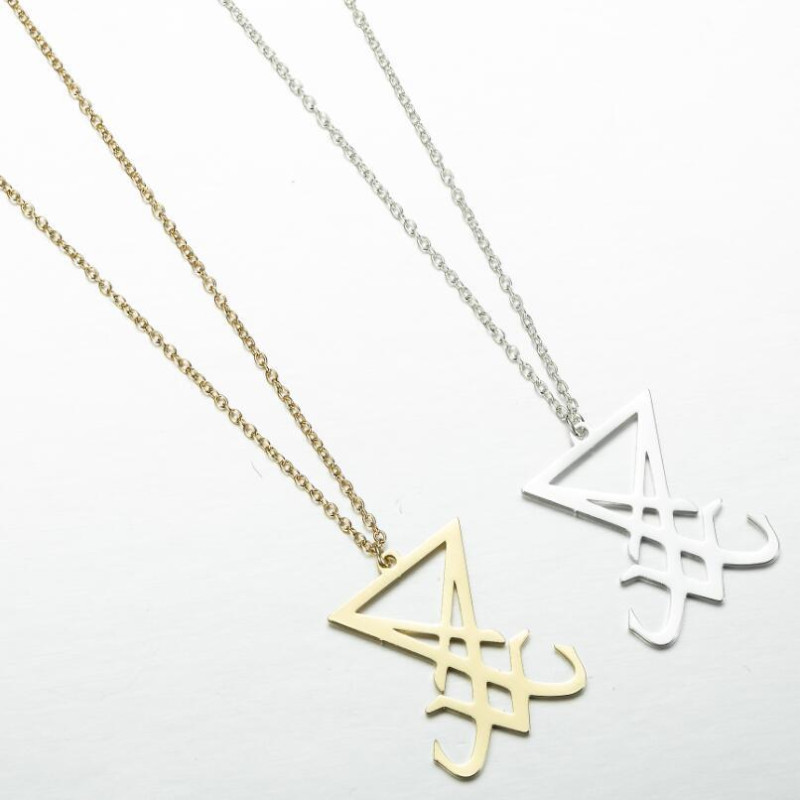 2025 European and American New Men's Retro Style Stainless Steel Lucifer's Seal Pendant Satan Buffu Mark Necklace