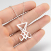 2025 European and American New Men's Retro Style Stainless Steel Lucifer's Seal Pendant Satan Buffu Mark Necklace