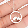 Peak Forest European and American forest jewelry women's geometric round stainless steel hollow peak pendant clavicle chain