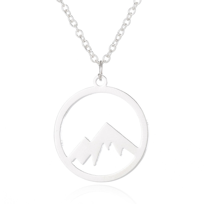 Peak Forest European and American forest jewelry women's geometric round stainless steel hollow peak pendant clavicle chain