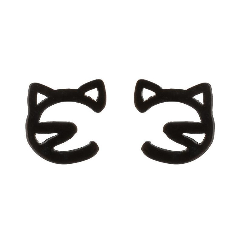 Korean version of cute cat and mouse earrings, fashionable stainless steel small pet cute cat earrings, small animal ear accessories