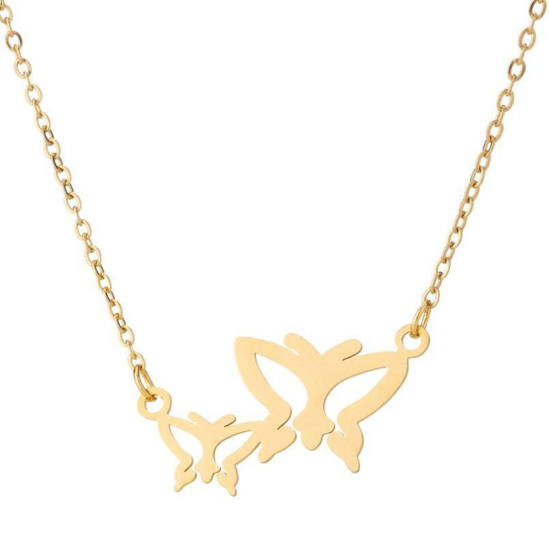 Korean version of girls' new personalized butterfly necklace Korean version of small fresh stainless steel clavicle chain manufacturer spot wholesale