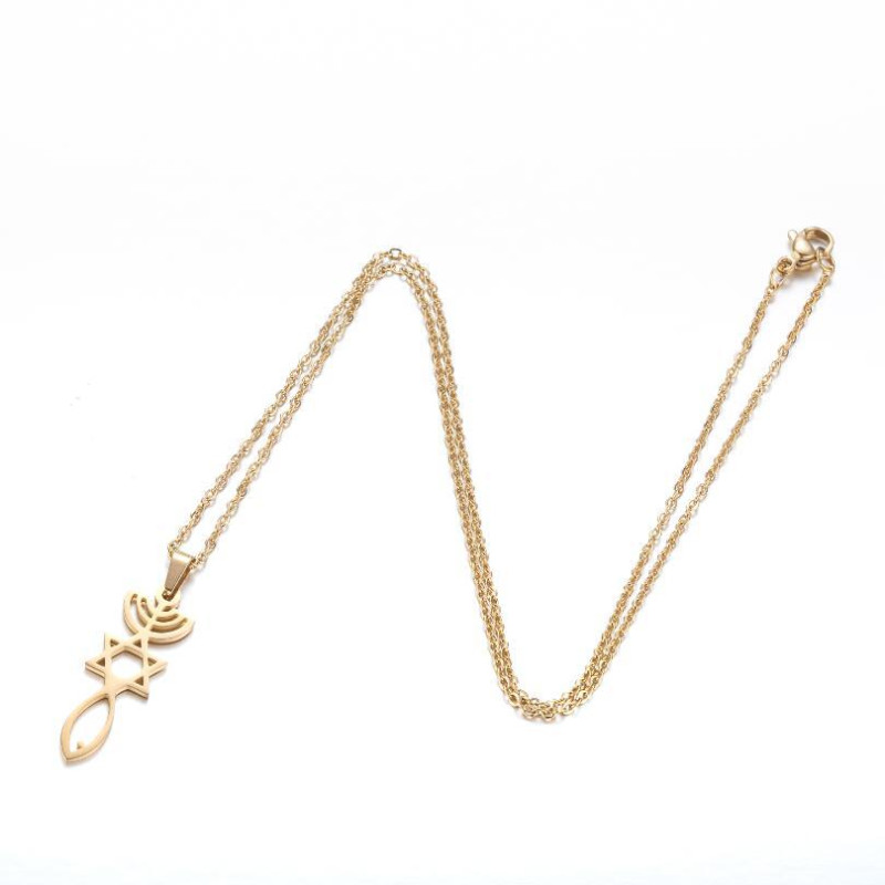 European and American geometric women's necklace, fashionable and simple rainbow star necklace, Star of David clavicle chain, wholesale in stock