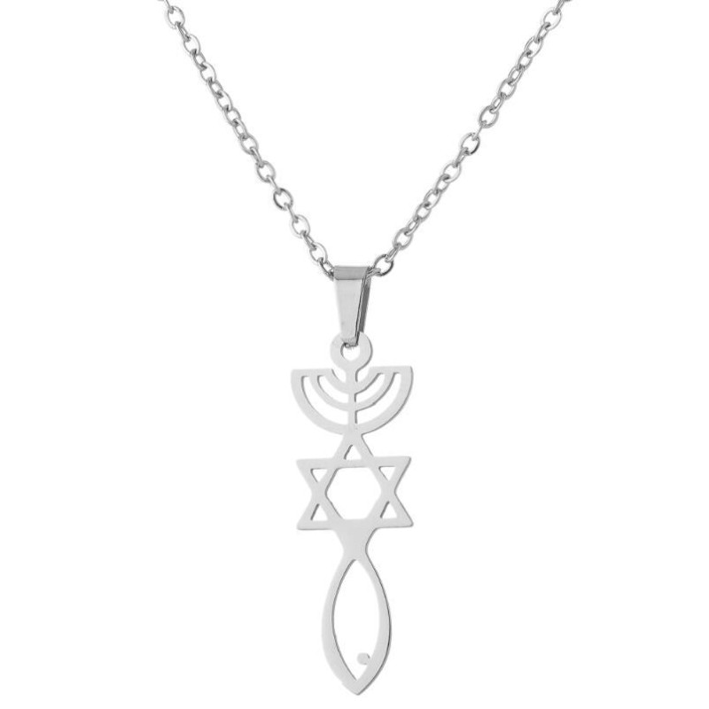 European and American geometric women's necklace, fashionable and simple rainbow star necklace, Star of David clavicle chain, wholesale in stock