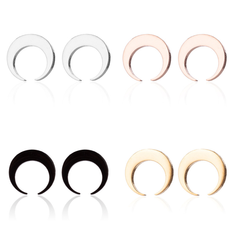 Cross-border new style black stainless steel simple star and moon earrings girls personalized star and moon earrings accessories wholesale
