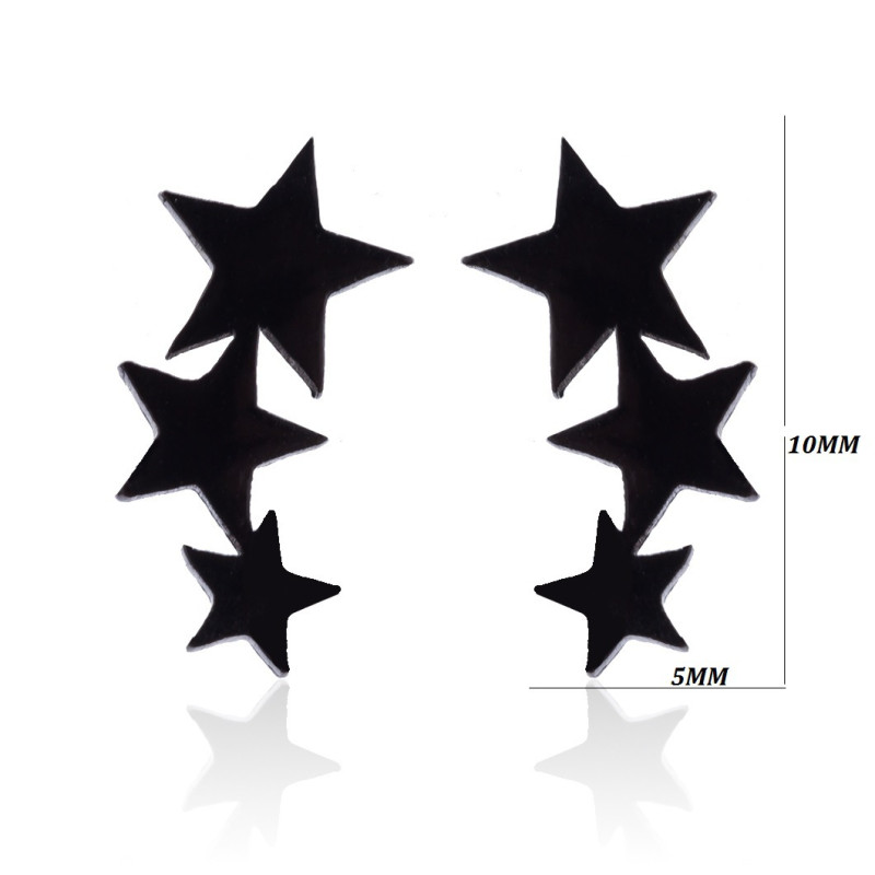 Cross-border new style black stainless steel simple star and moon earrings girls personalized star and moon earrings accessories wholesale