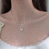 ins cold style butterfly double-layer necklace, non-fading, trendy clavicle chain, temperament stacked necklace, internet celebrity, versatile women's model