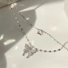 ins cold style butterfly double-layer necklace, non-fading, trendy clavicle chain, temperament stacked necklace, internet celebrity, versatile women's model