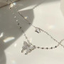 ins cold style butterfly double-layer necklace, non-fading, trendy clavicle chain, temperament stacked necklace, internet celebrity, versatile women's model