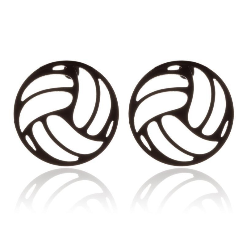 Men's sports series volleyball earrings, European and American personalized geometric round earrings, cross-border foreign trade accessories wholesale