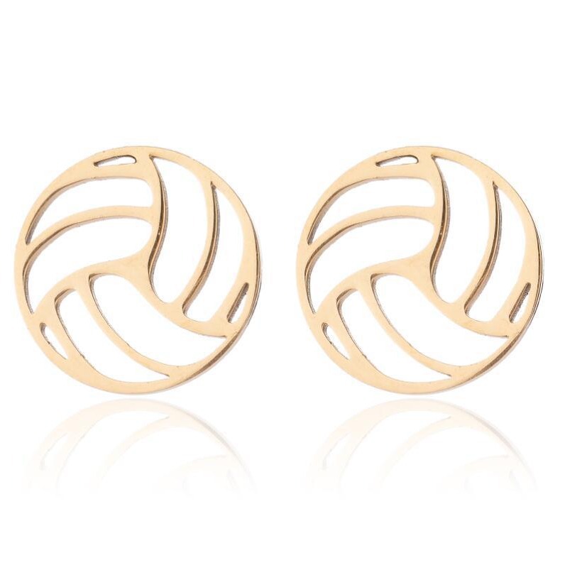 Men's sports series volleyball earrings, European and American personalized geometric round earrings, cross-border foreign trade accessories wholesale