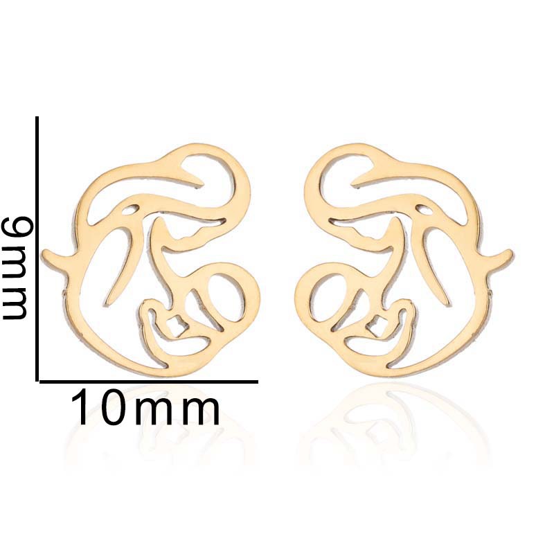 Japanese and Korean women's hollow mother holding child earrings ins simple cartoon ear jewelry mother's day gift wholesale