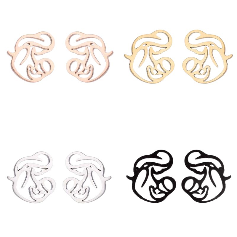 Japanese and Korean women's hollow mother holding child earrings ins simple cartoon ear jewelry mother's day gift wholesale