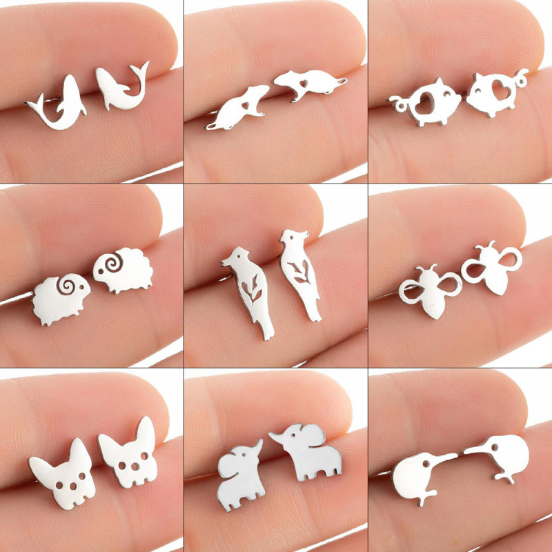 European and American new cross-border small earrings for women, simple animal earrings, bee dolphin earrings, electroplated Korean style earrings wholesale
