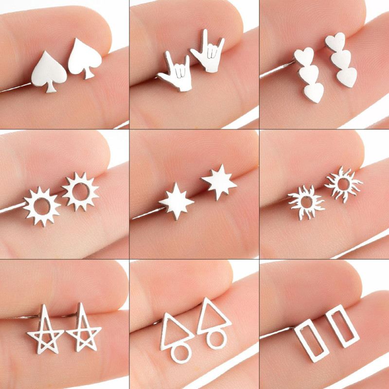 Amazon fashion new earrings ins love earrings triangle round square geometric simple one week earrings