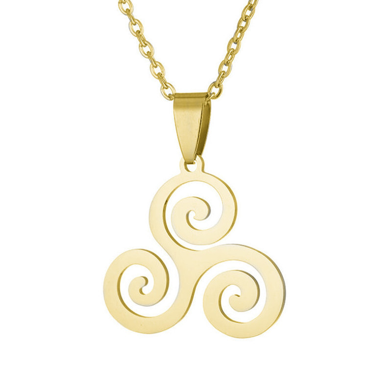 Teen Wolf Triskele Letter Necklace Women's Niche Design European and American Stainless Steel Hip-Hop Necklace Cross-Border Wholesale