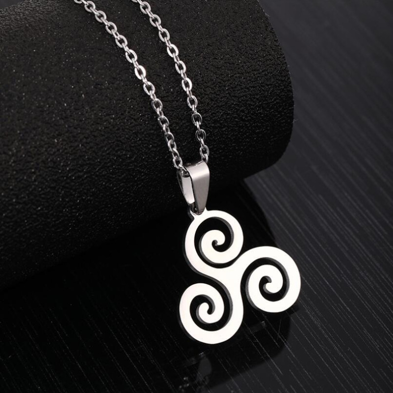 Teen Wolf Triskele Letter Necklace Women's Niche Design European and American Stainless Steel Hip-Hop Necklace Cross-Border Wholesale