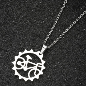 Cross-border Korean jewelry necklace for women niche design hollow stainless steel necklace simple trendy bicycle accessories
