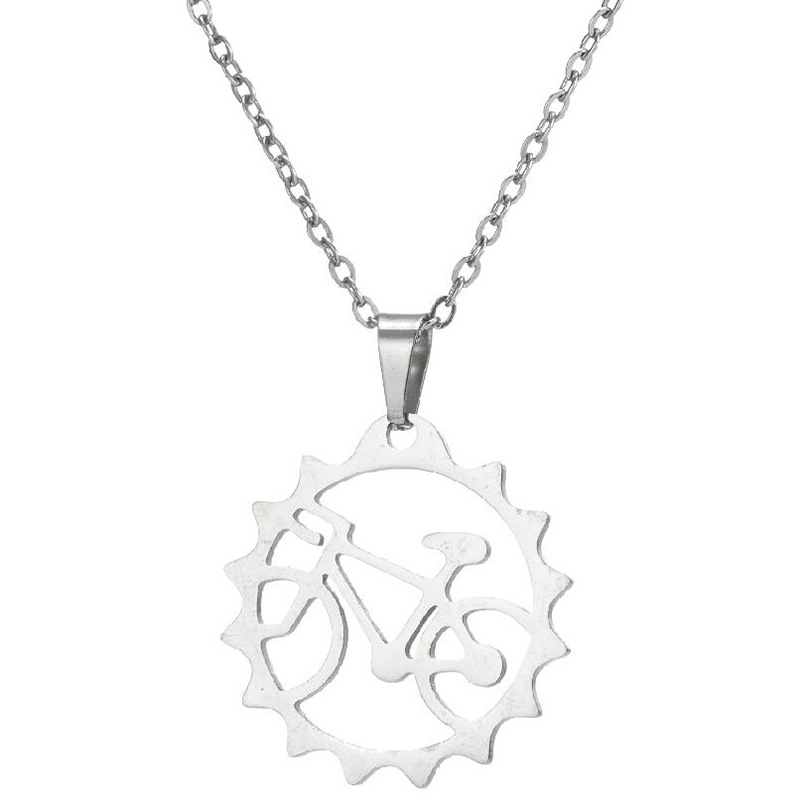 Cross-border Korean jewelry necklace for women niche design hollow stainless steel necklace simple trendy bicycle accessories