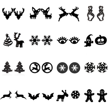 2025 Cross-border New Winter Deer Snowflake Snowman Pumpkin Ghost Bat Earrings Christmas Earrings Spot Wholesale