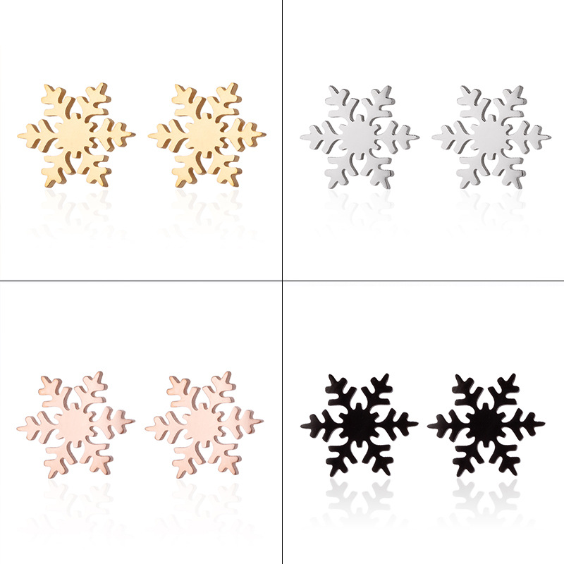 Retro Hong Kong style earrings ins fashion Korean new feminine temperament winter snowflake Christmas ear bone nails wholesale in stock