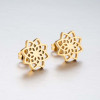 Retro lotus earrings ins feminine literary style fresh fashion hollow flowers Korean simple earrings in stock