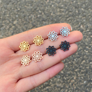 Retro lotus earrings ins feminine literary style fresh fashion hollow flowers Korean simple earrings in stock