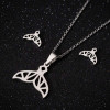 Mother holding her child necklace and earrings set ins cross-border fashion 18K gold love geometric simple three-piece jewelry set