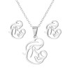 Mother holding her child necklace and earrings set ins cross-border fashion 18K gold love geometric simple three-piece jewelry set