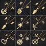 European and American cross-border new style Rabbit Paper Crane Pendant Necklace Earrings Jewelry Set Retro 18K Gold Plating Wholesale