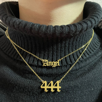 Foreign trade new Angel digital sweater chain women ins retro 000-999 stainless steel pendant necklace