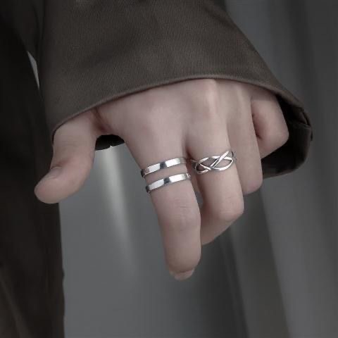 Ring men's trendy adjustable index finger single ring student girl ins non-fading niche jewelry men's and boys' ring