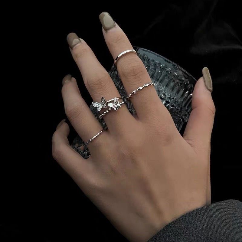 Korean version of ins butterfly ring for women, versatile niche design, hot girl adjustable index finger, niche high-end sense