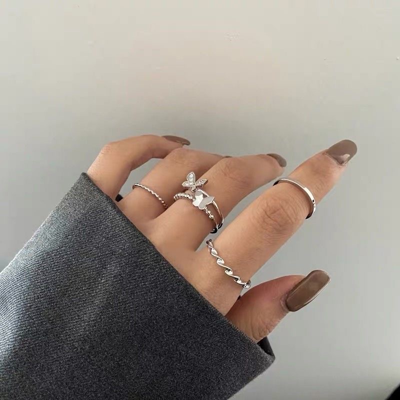 Korean version of ins butterfly ring for women, versatile niche design, hot girl adjustable index finger, niche high-end sense