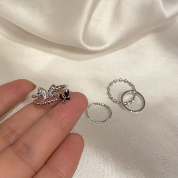 Korean version of ins butterfly ring for women, versatile niche design, hot girl adjustable index finger, niche high-end sense