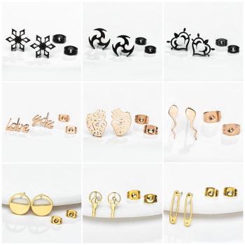 Earrings New European and American Personalized Creative Geometric Earrings Cross-border Simple Stainless Steel Earrings Earrings Manufacturer Wholesale