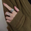 Japanese and Korean fashion versatile ins cold style niche design two-piece set of open rings women's high-end index finger ring trend