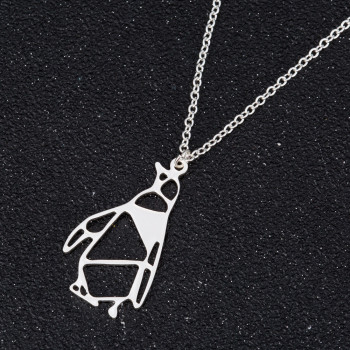 Cross-border fashion stainless steel small animal necklace ins cold wind winter origami penguin pendant women's clavicle chain