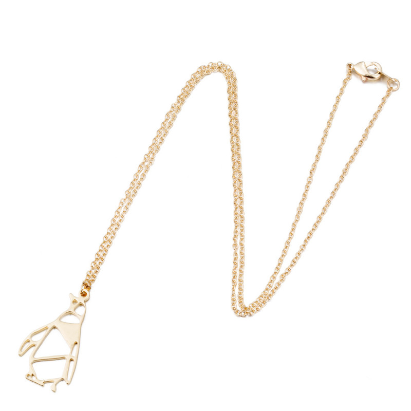 Cross-border fashion stainless steel small animal necklace ins cold wind winter origami penguin pendant women's clavicle chain