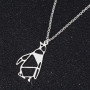 Cross-border fashion stainless steel small animal necklace ins cold wind winter origami penguin pendant women's clavicle chain
