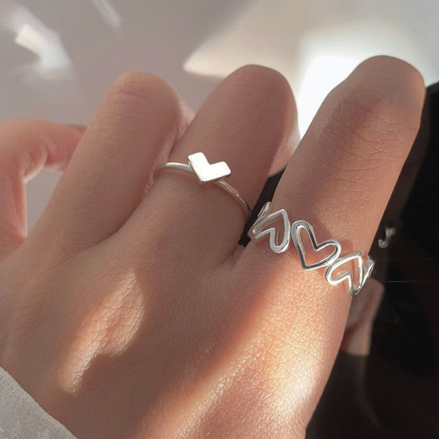 Hollow love ring, open ring for women, niche design, ins trendy cold style, personalized fashion ring for women's index finger