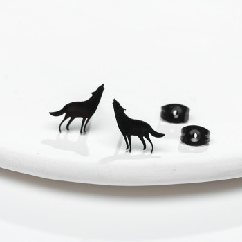 Korean fashion French stainless steel new cute animal earrings ins personality wolf earrings feminine temperament wholesale
