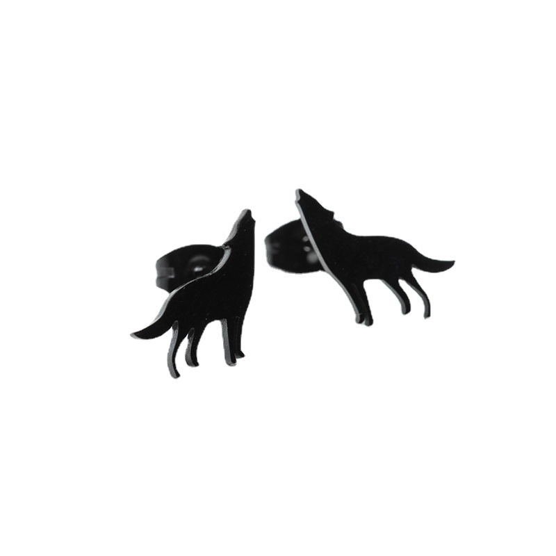 Korean fashion French stainless steel new cute animal earrings ins personality wolf earrings feminine temperament wholesale
