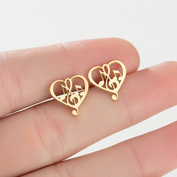 European and American cross-border new geometric simple love-shaped earrings ins fashion music symbol stainless steel niche earrings