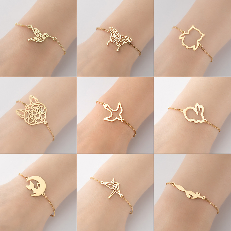 European and American cross-border cute animals birds butterflies moon cats couple bracelets non-fading bracelet design niche wholesale