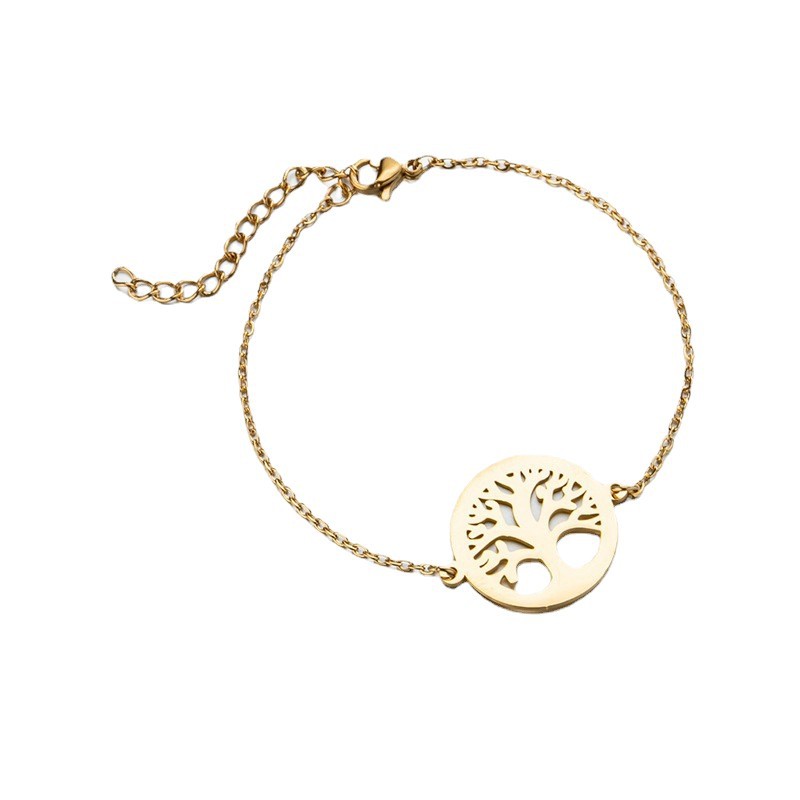 Simple European and American cross-border new ins fashion tree of life flower stamen bracelet fashion personalized feather hand jewelry