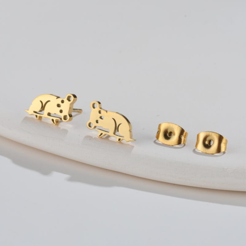 Foreign trade cross-border new jewelry fashion simple cute small animal earrings ins cat rabbit piercing earrings
