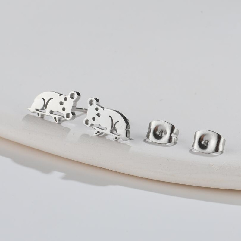 Foreign trade cross-border new jewelry fashion simple cute small animal earrings ins cat rabbit piercing earrings