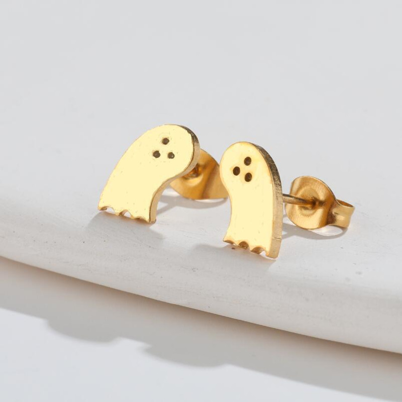 European and American Amazon new animal earrings retro ins style 18K gold cute ghost dinosaur giraffe earrings